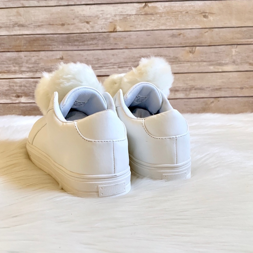 LFL White Faux Fur Pompom Sneakers - Picture 4 of 5